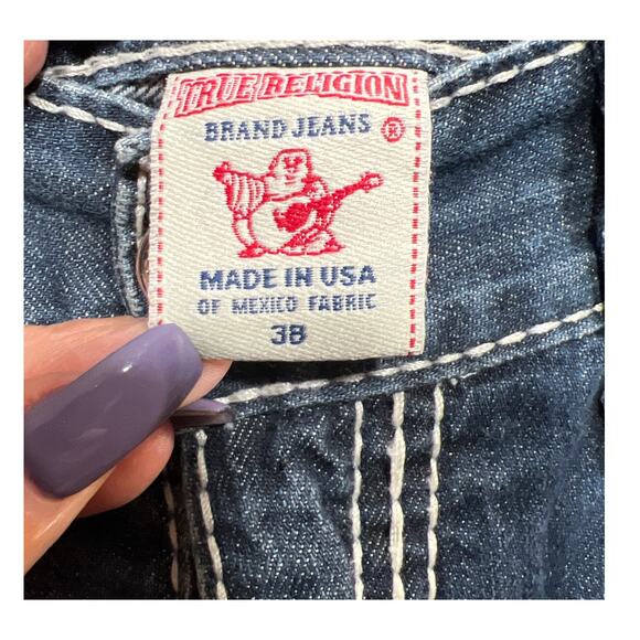 True Religion Mens Straight Sticking Flap Jeans Size 38 - Picture 8 of 13